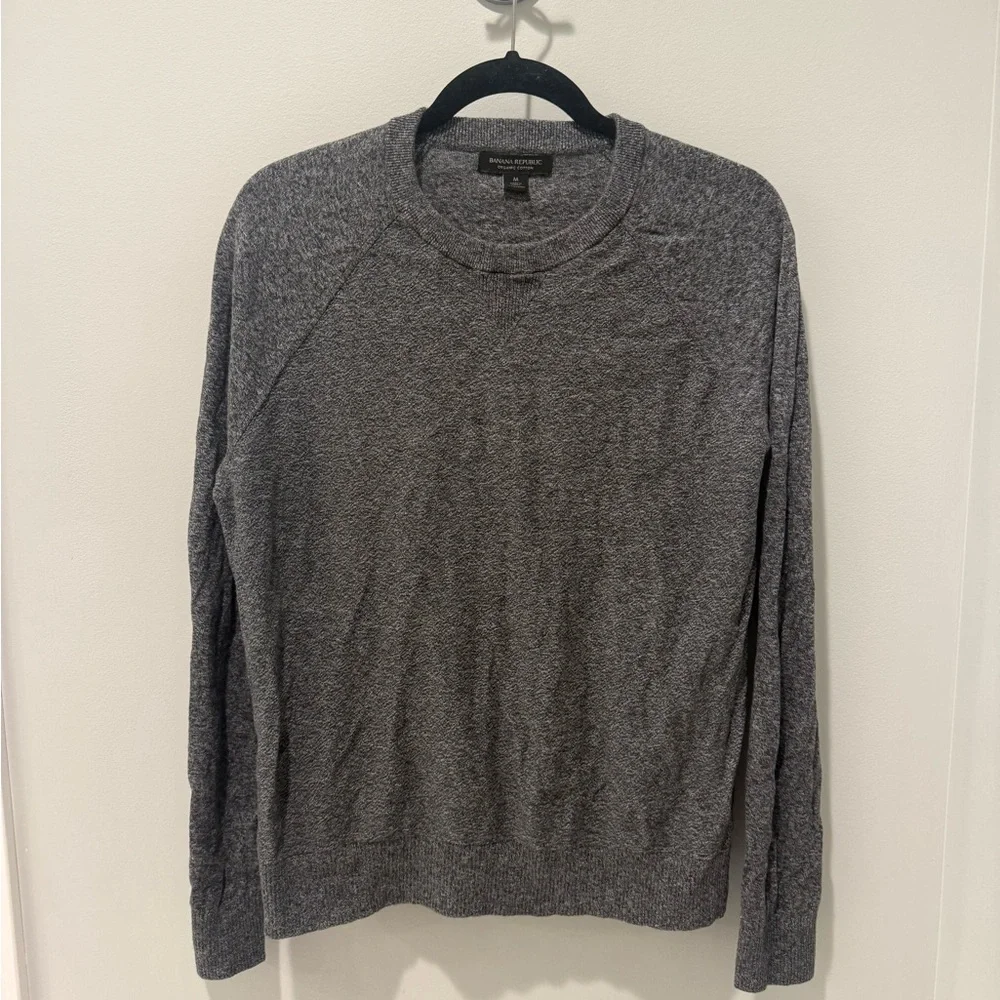 Banana Republic Men's 100% Organic Cotton Gray Crewneck Sweater